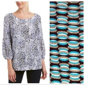 TYLER BOE Silk Statement Sleeve Print Top